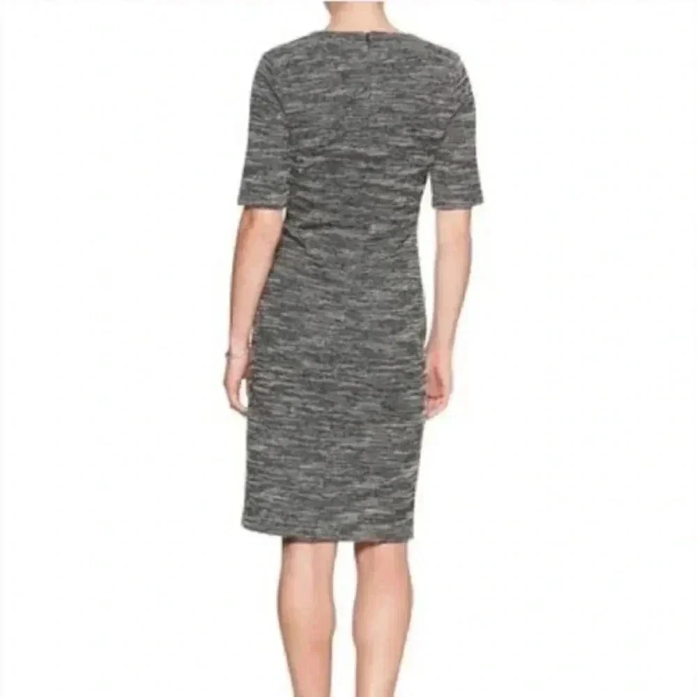 Banana  Republic Boucle Sheath Dress Size 6 Petite Black White - Picture 3 of 13